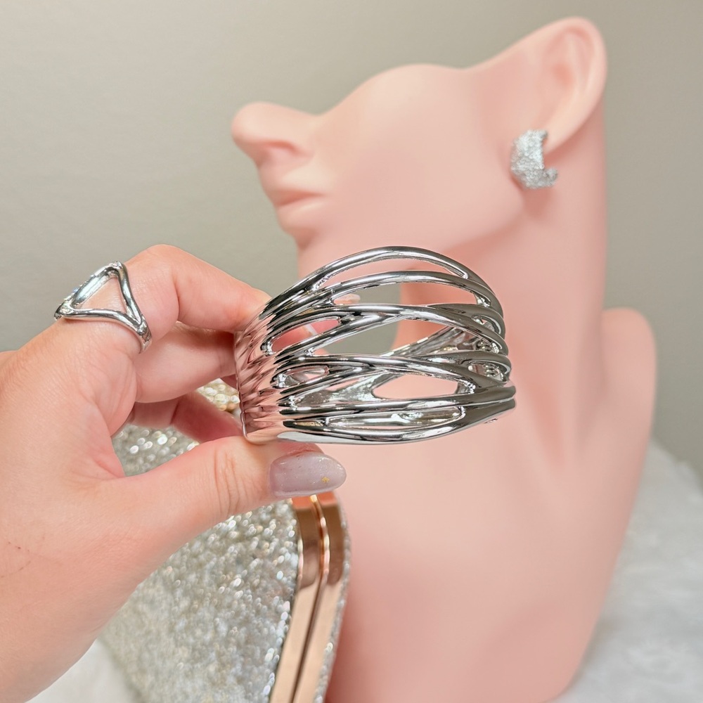 Silver Statement Cuff Bracelet - image 1